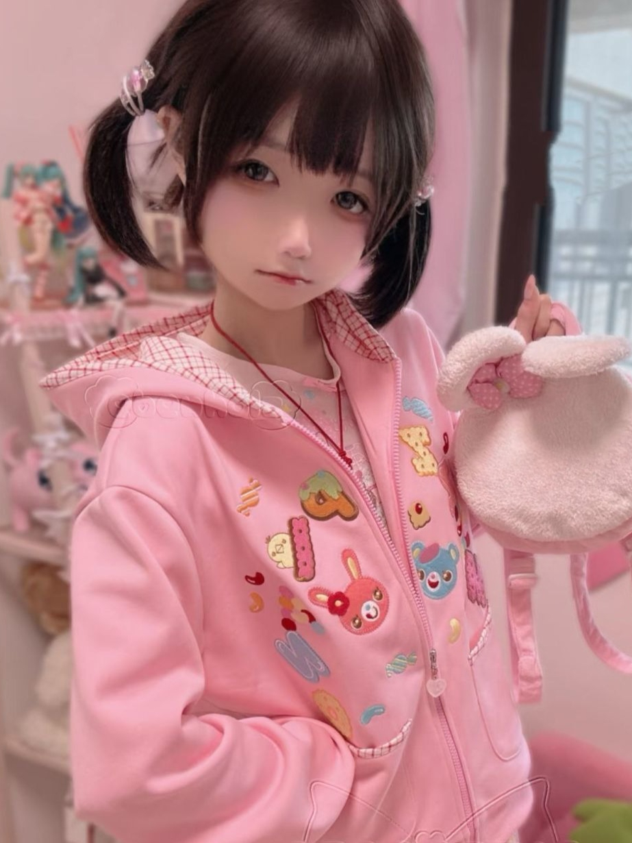 Kawaii Hoodie Cartoon Patch Po - Women'S Fashion Zip Hoodie のレビューと価格