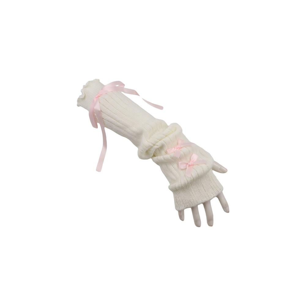 Streetwear Elastic Knitted Bow - Women'S Fashion Gloves のレビューと価格
