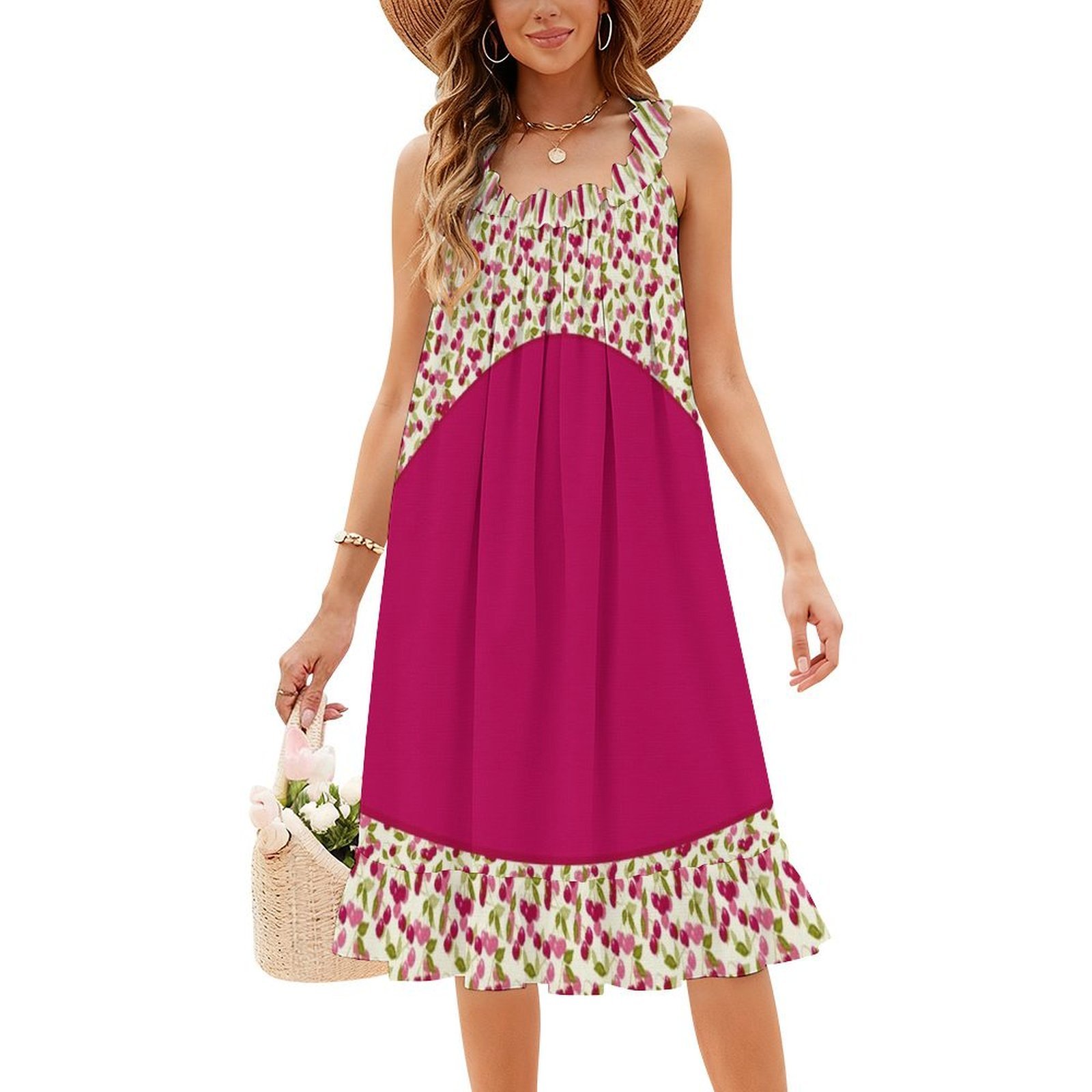 Combined Pattern Of Red And Mu - Women Fashion Gown のレビューと価格