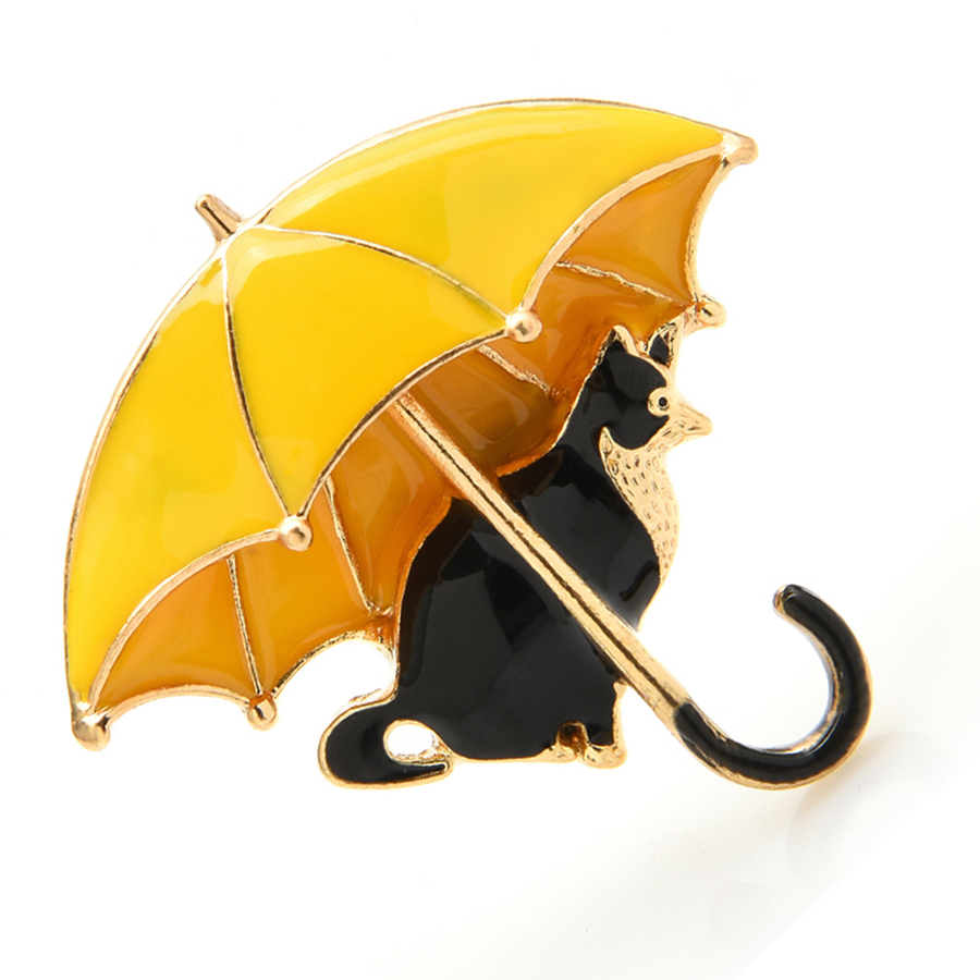 Cute Cat Under Umbrella Brooch - Women'S Fashion Umbrella のレビューと価格