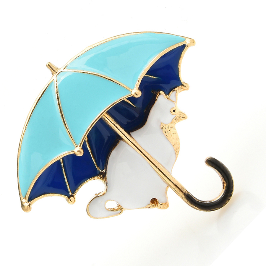 Cute Cat Under Umbrella Brooch - Women'S Fashion Umbrella のレビューと価格