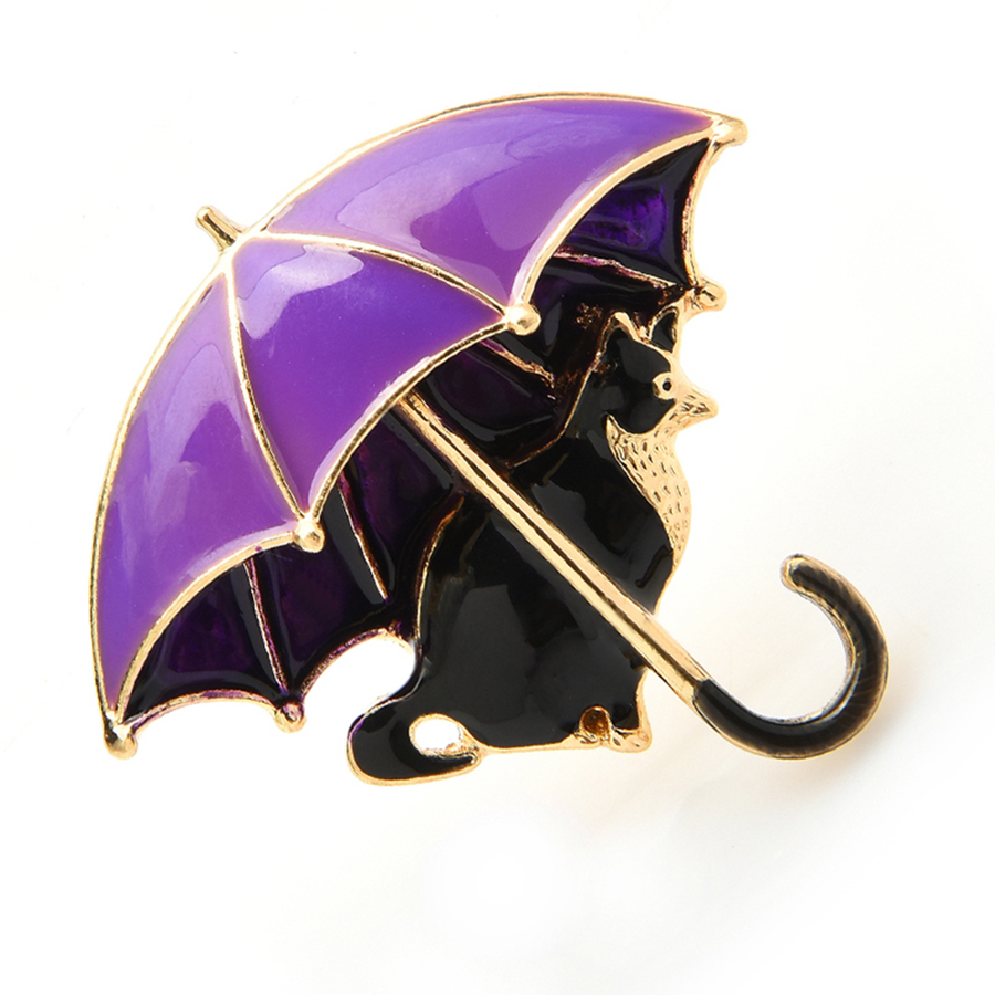 Cute Cat Under Umbrella Brooch - Women'S Fashion Umbrella のレビューと価格