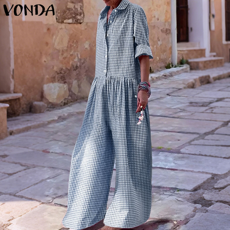 Plus Size 5XL VONDA Vintage Ju - Women'S Fashion Overalls のレビューと価格