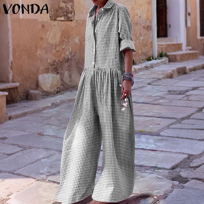 Plus Size 5XL VONDA Vintage Ju - Women'S Fashion Overalls のレビューと価格
