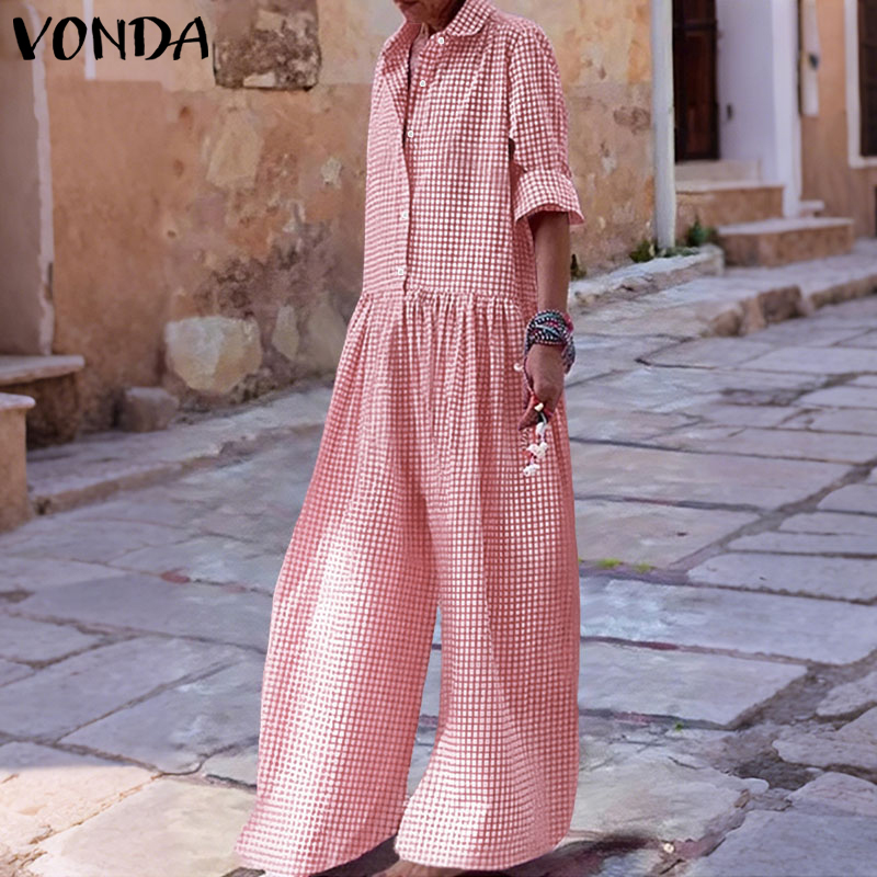 Plus Size 5XL VONDA Vintage Ju - Women'S Fashion Overalls のレビューと価格