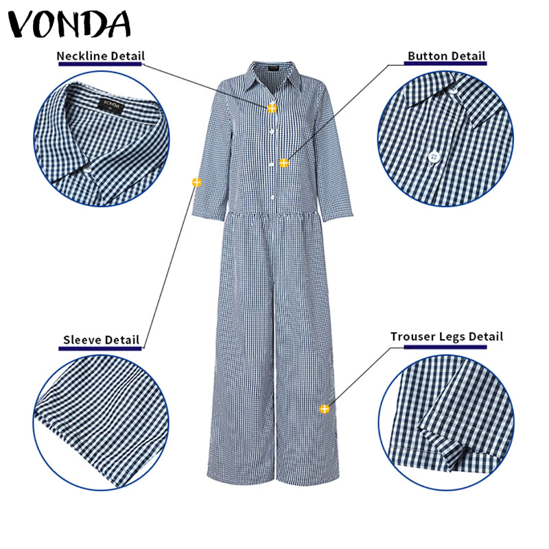 Plus Size 5XL VONDA Vintage Ju - Women'S Fashion Overalls のレビューと価格