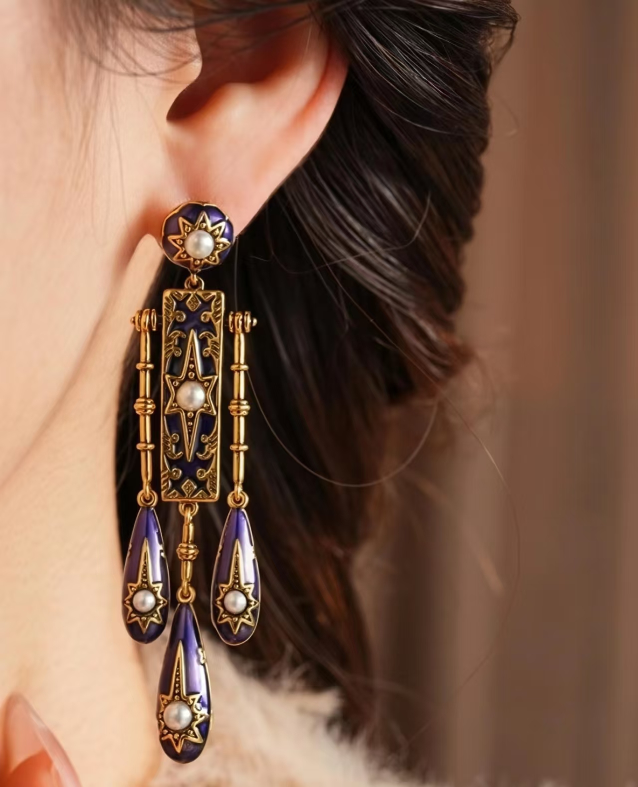 Retro Victorian Era Blue Ename - Women'S Fashion Victorian Era のレビューと価格