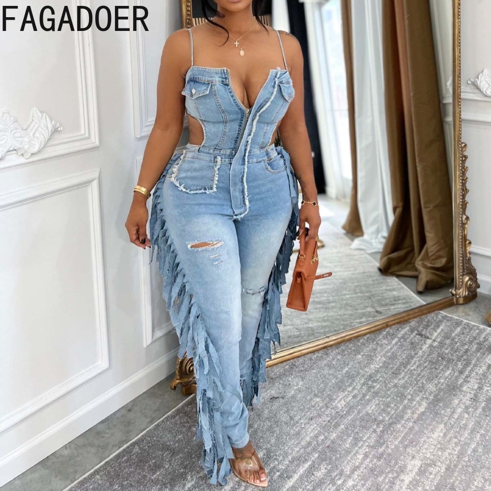 FAGADOER Fashion Hollow-out Bo - Women'S Fashion Overalls のレビューと価格