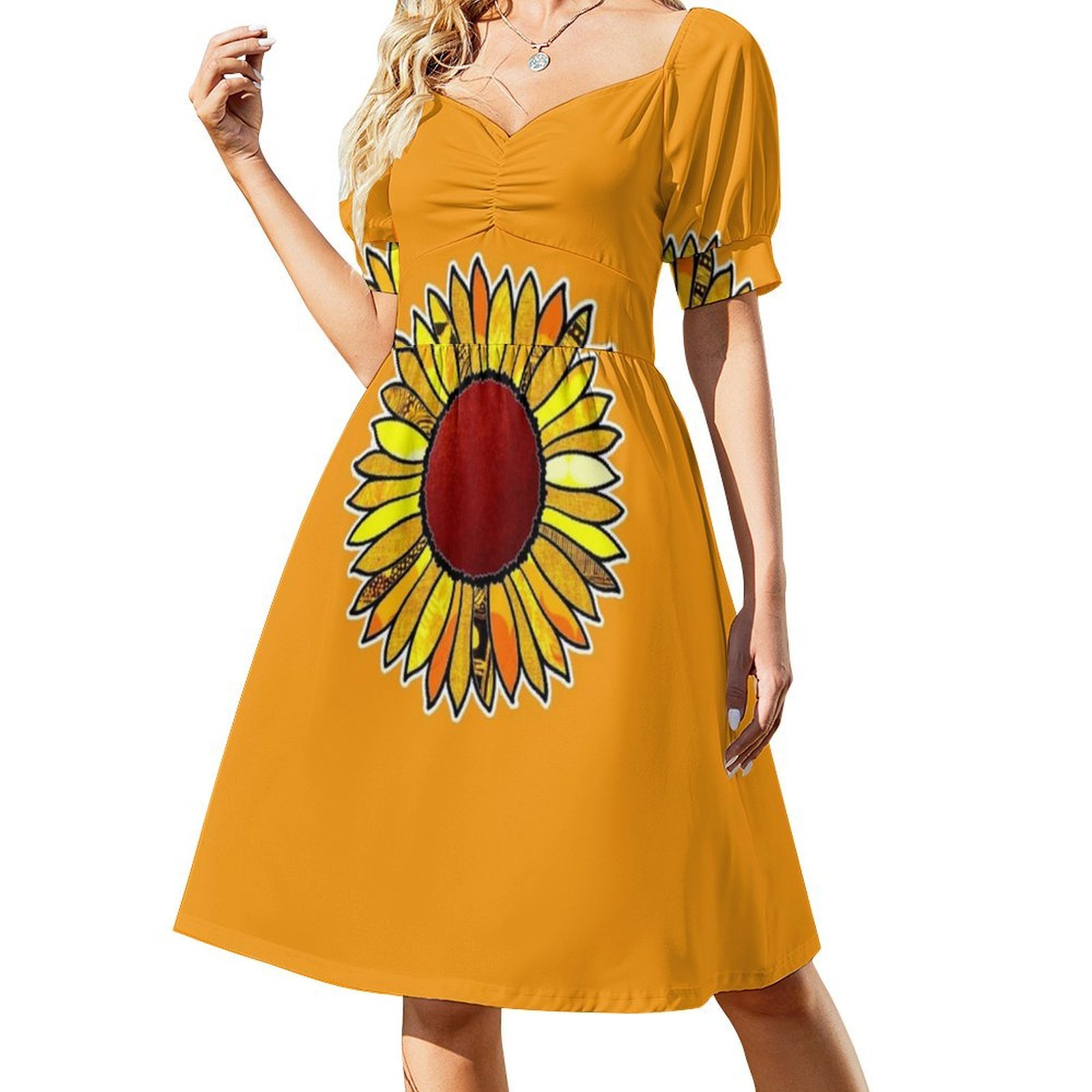 Retro Sunflower Boho Chic Dres - Women Fashion Gown のレビューと価格