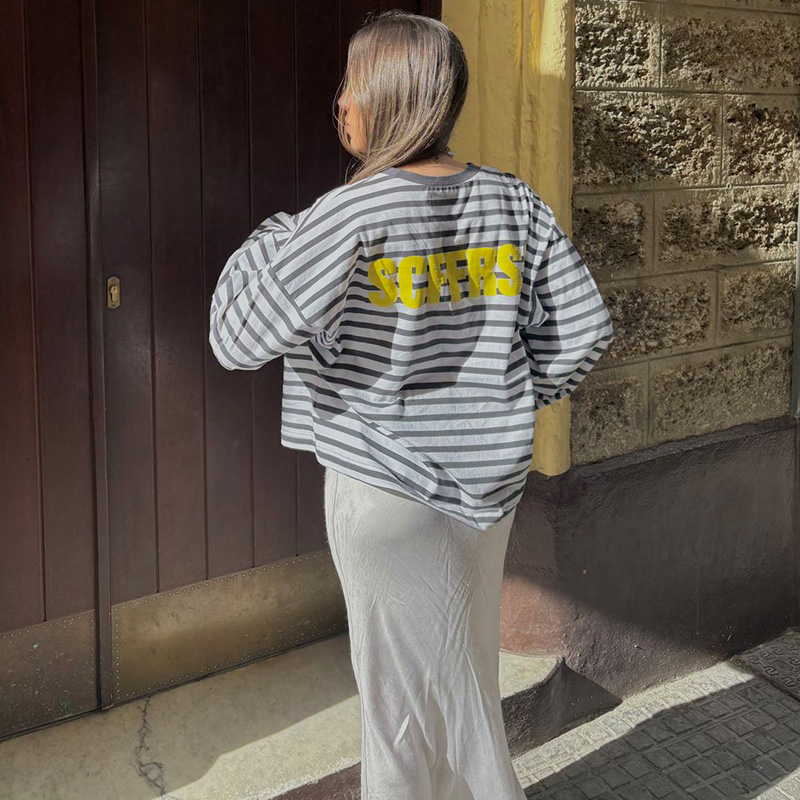 SCFFRS Striped Sweatshirt Tops - Women'S Fashion Sweatshirts のレビューと価格