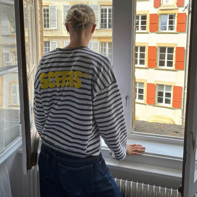 SCFFRS Striped Sweatshirt Tops - Women'S Fashion Sweatshirts のレビューと価格