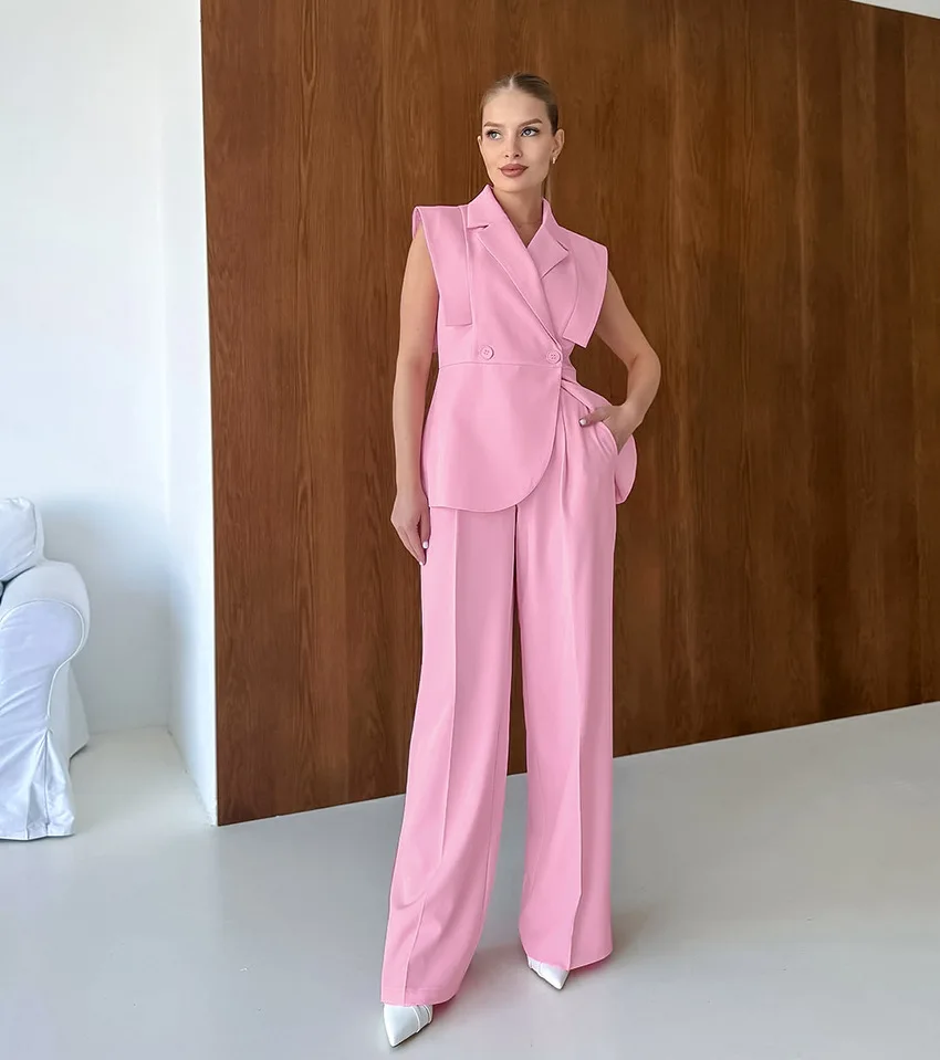 Pink Waistcoat Pants Suit Wome - Women'S Fashion Suit のレビューと価格