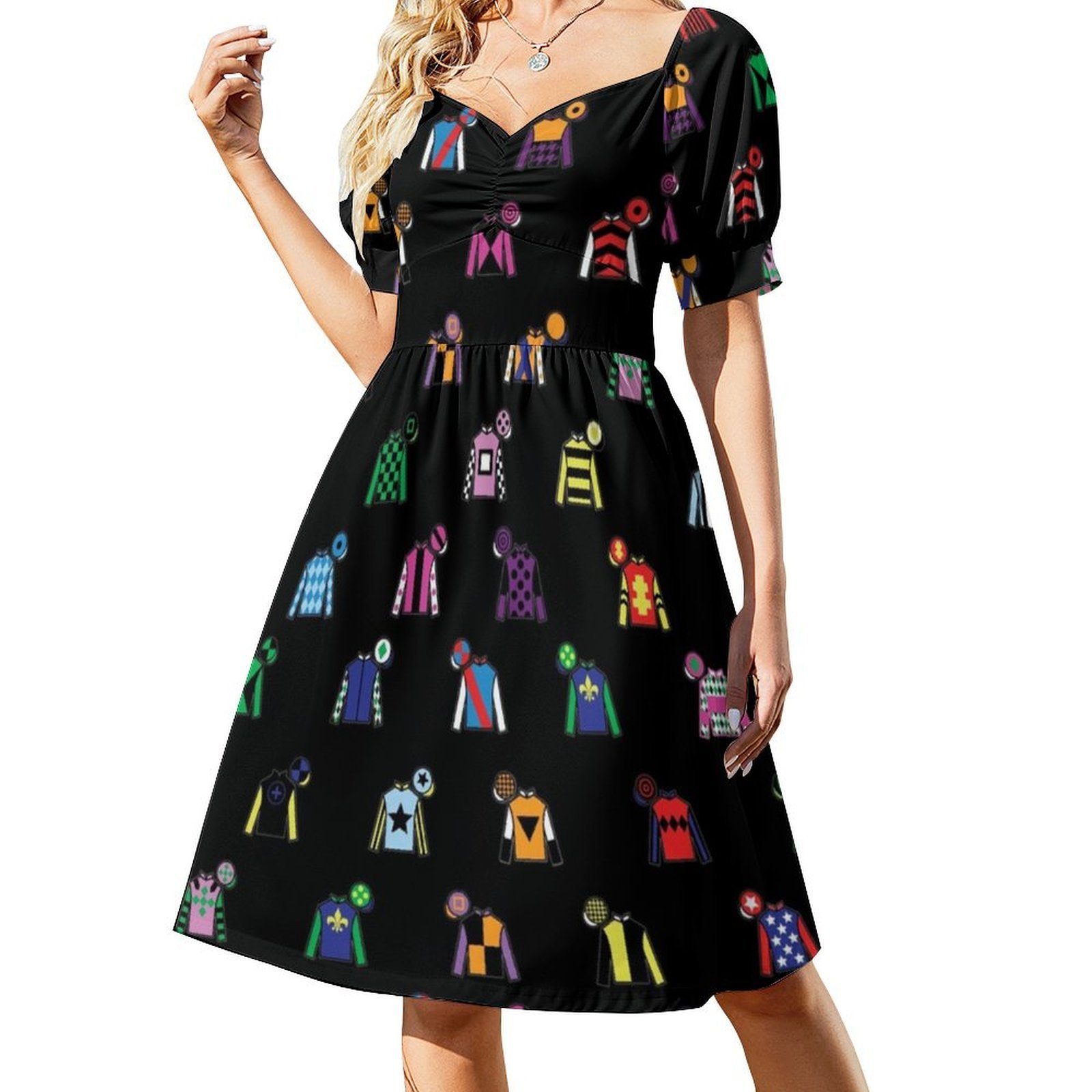 Horse Racing Jockey Silk Print - Women Fashion Gown のレビューと価格