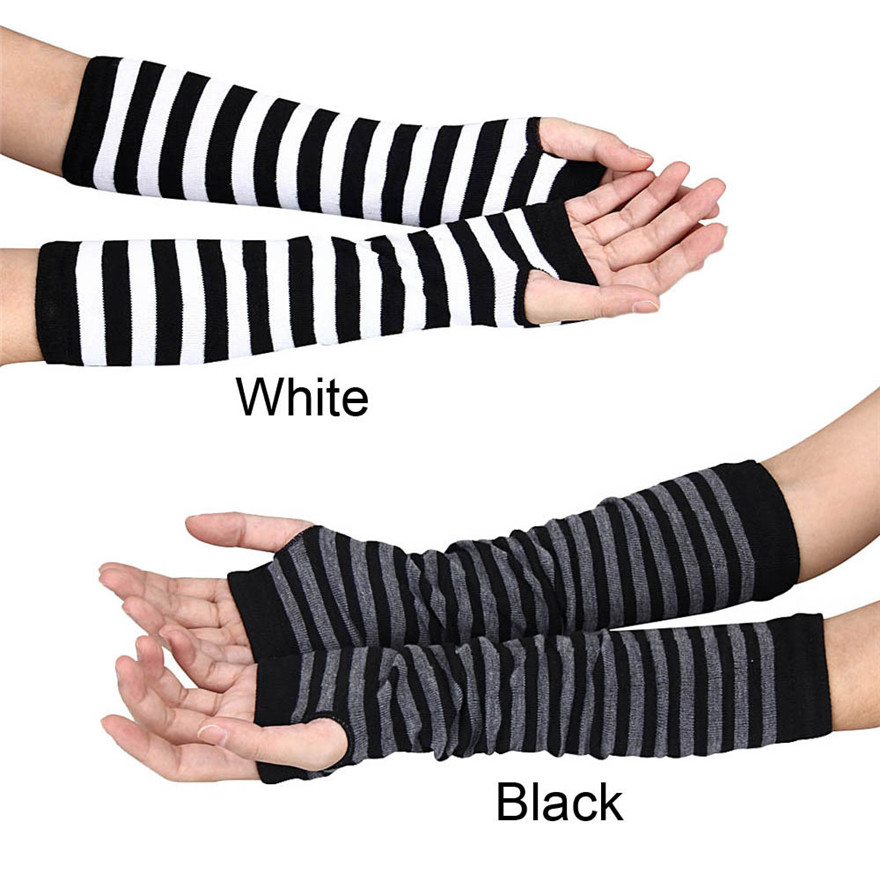 Women Long Sleeve Gothic Strip - Women'S Fashion Gloves のレビューと価格