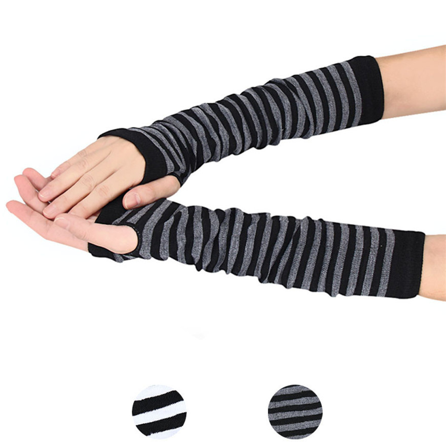 Women Long Sleeve Gothic Strip - Women'S Fashion Gloves のレビューと価格