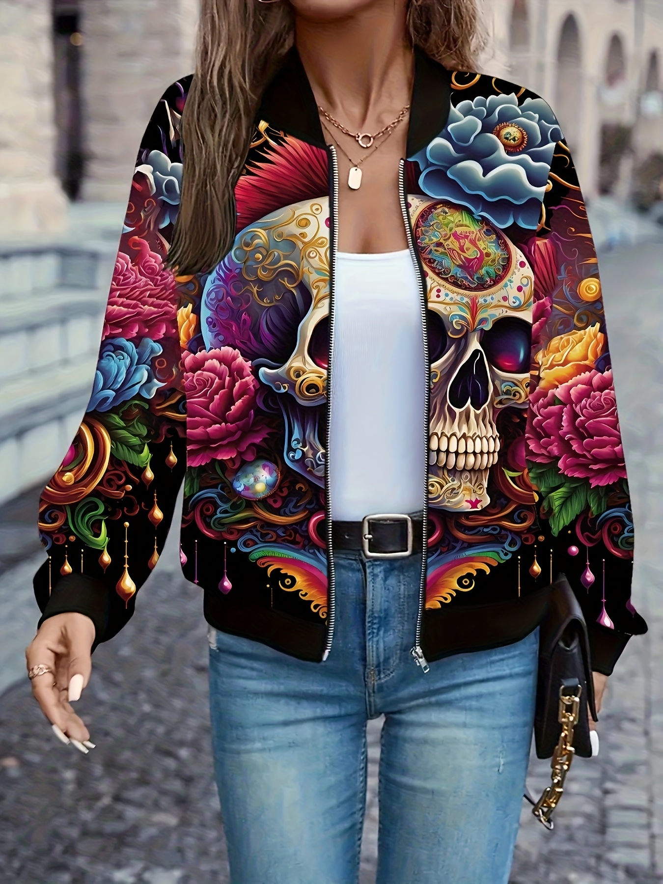 Fashion Women's Skull Floral 3 - Sherpa Coat Women のレビューと価格