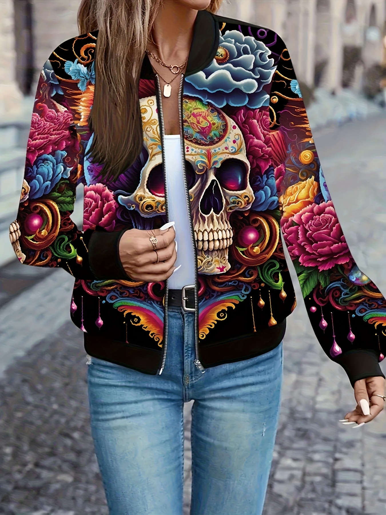 Fashion Women's Skull Floral 3 - Sherpa Coat Women のレビューと価格