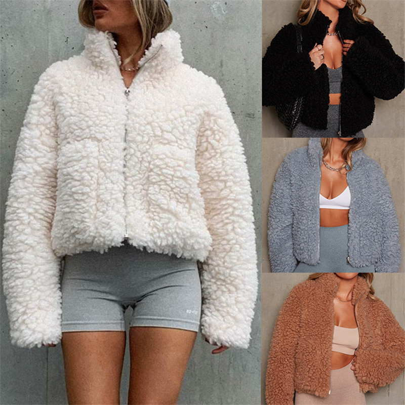 Winter Lamb Wool Short Coat Fo - Sherpa Coat Women のレビューと価格